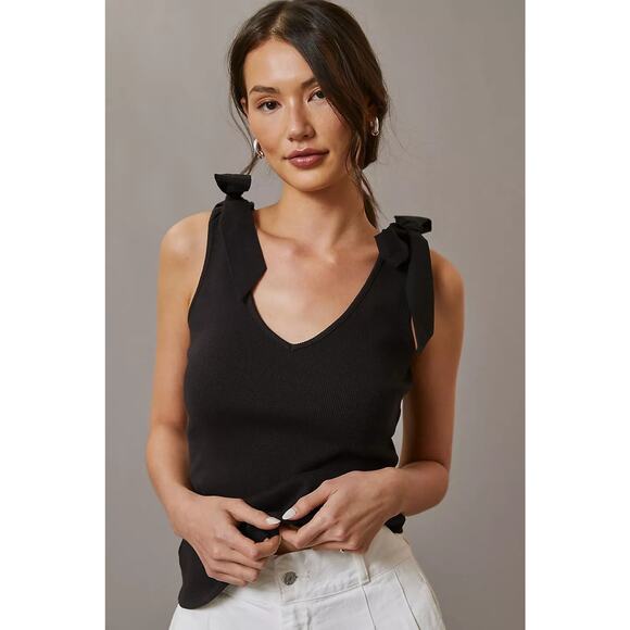Maeve The Rafaela Bow-Tie Tank Top - M Petite Black - Picture 2 of 7
